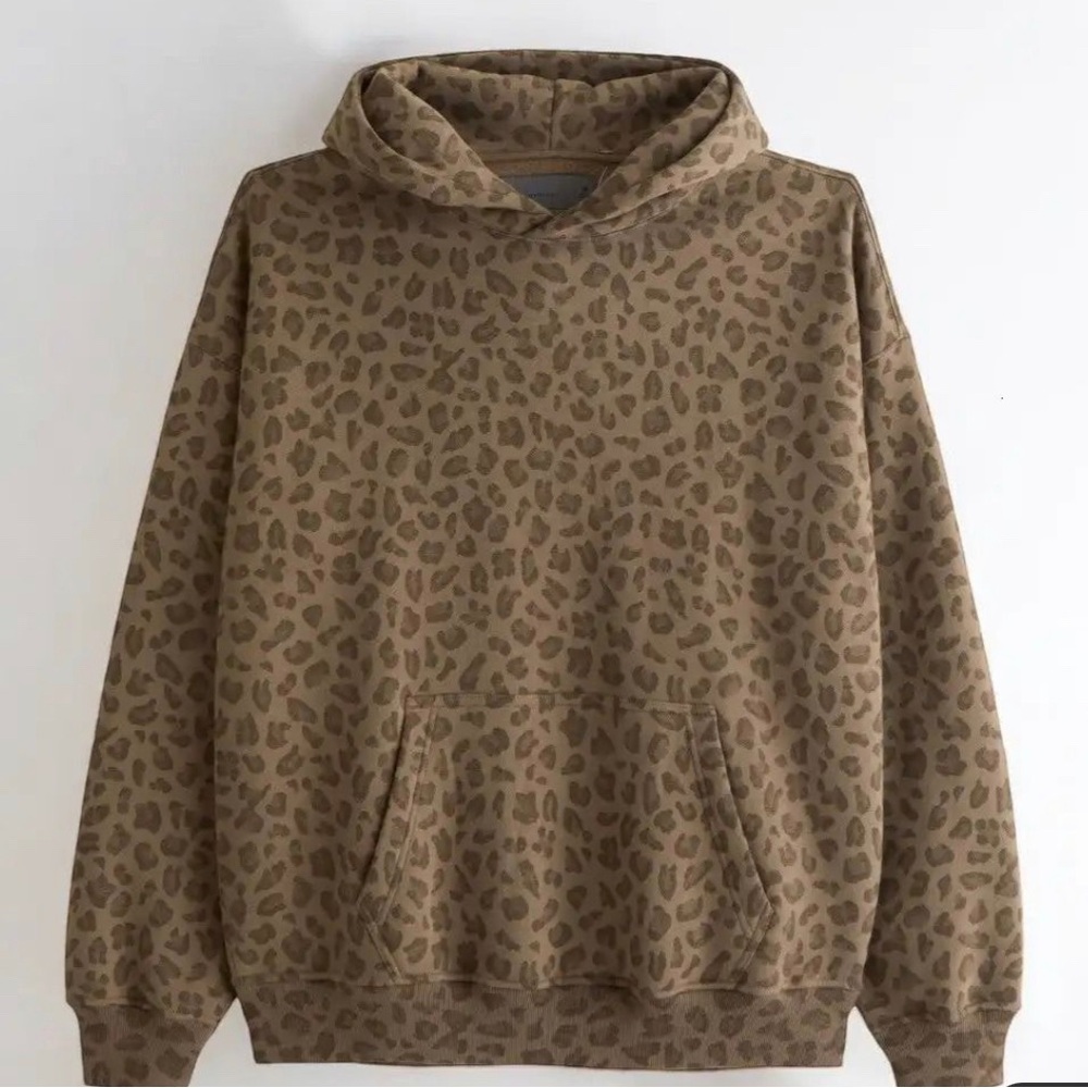 NWT ABERCROMBIE & FITCH CHEETAH LEOPARD HOODIE SZ: LARGE TIKTOK VIRAL SWEATSHIRT